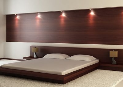 Dormitorio con apliques de pared de interior