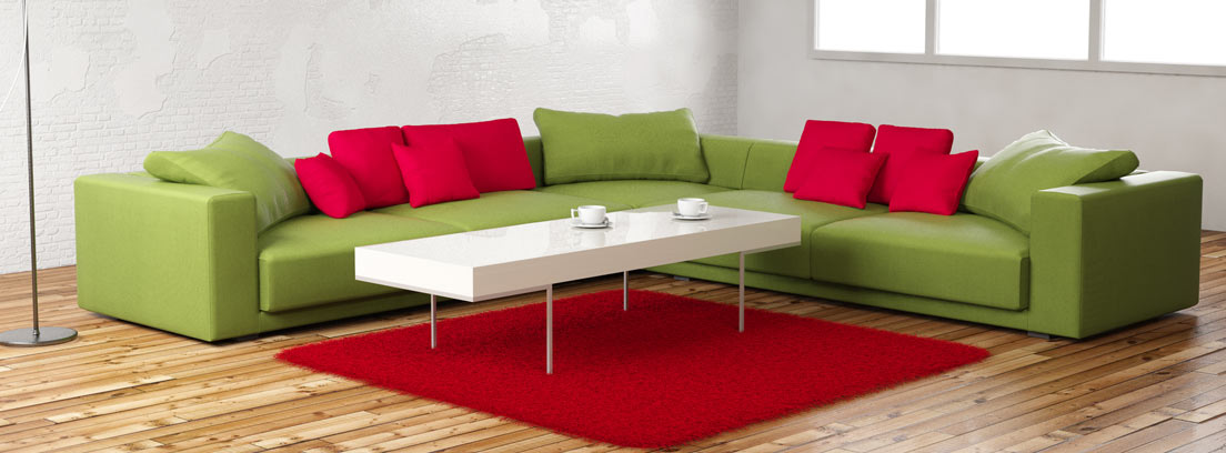 Sofá verde de tipo modular