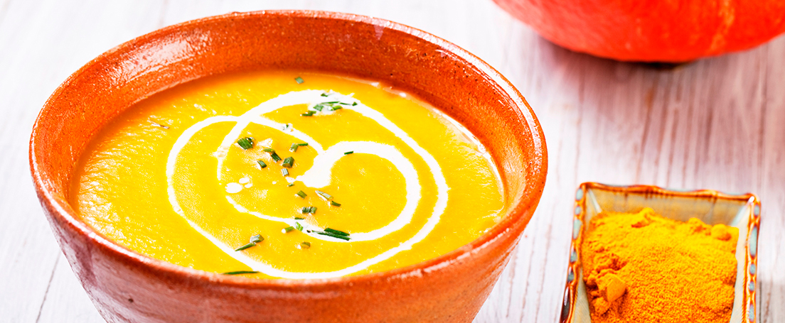 Crema de calabaza y leche de coco