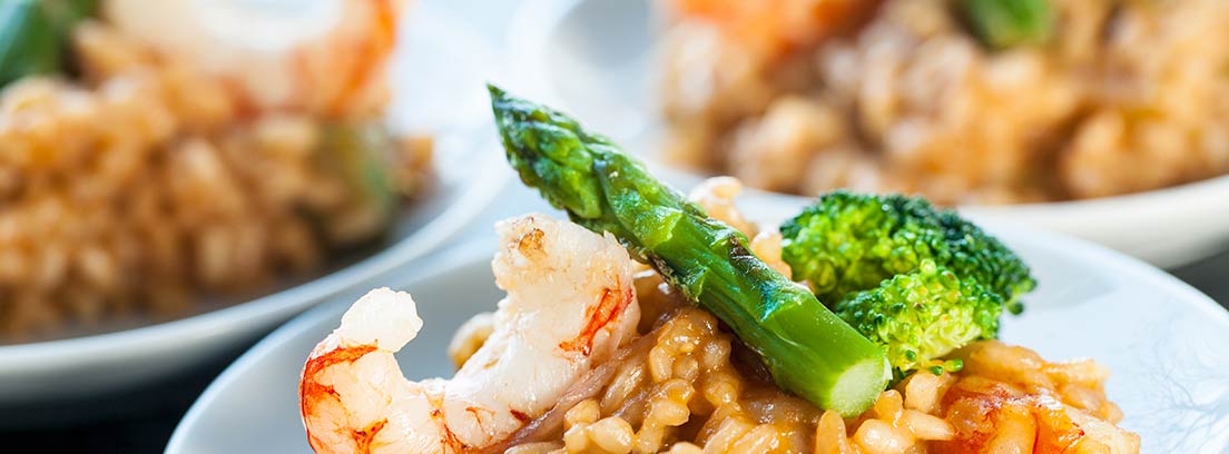Risotto de trigueros y gambas
